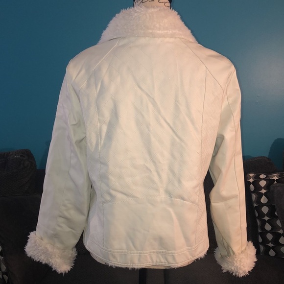 BKE Fur Lined Faux Leather Moto Jacket, Large - Picture 6 of 13